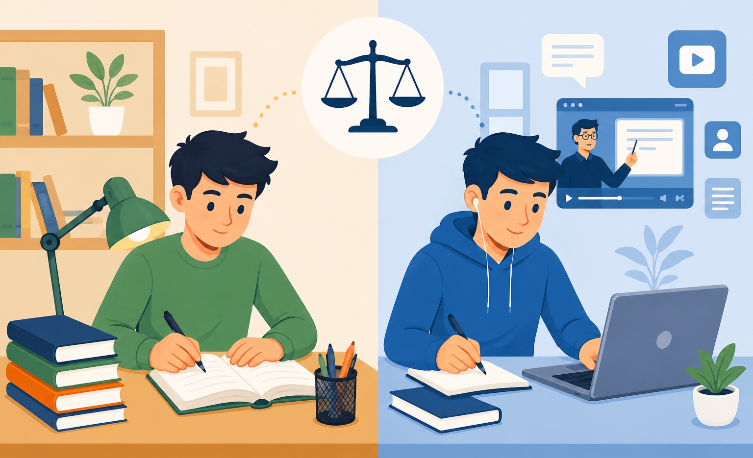 مطالعه آنلاین بهتر است یا مطالعه سنتی؟ مقایسه کامل برای دانش‌آموزان و کنکوری‌ها